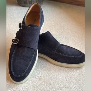 Magnanni Navy Blue Suede Loafers